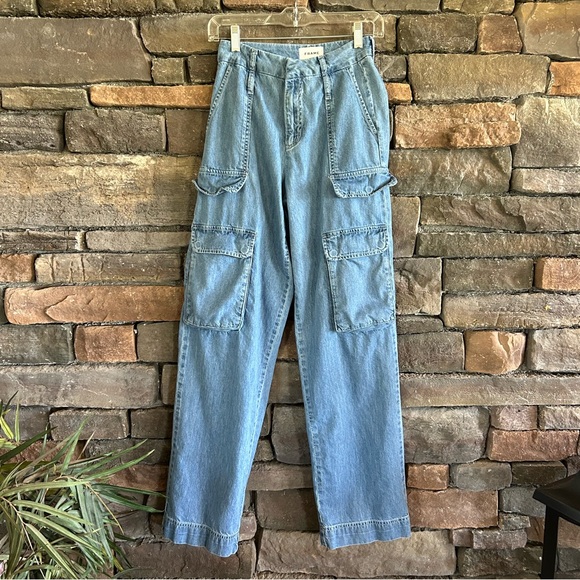 FRAME Relaxed Straight Cargo in Rhythm Size 23” - Picture 3 of 9